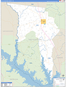 San Augustine County Wall Map Basic Style